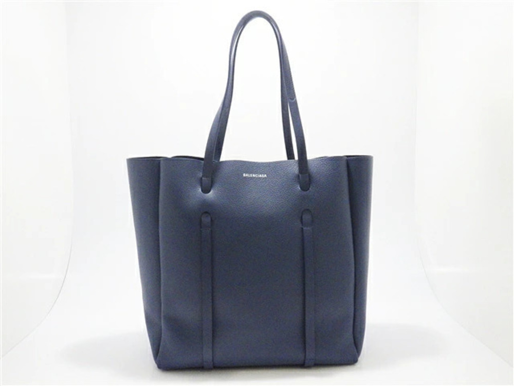 Balenciaga Tote Bag Embossed Leather Navy Blue